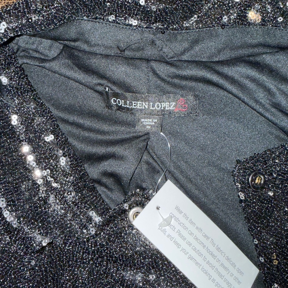 Colleen Lopez Black Sequin Utility Jacket